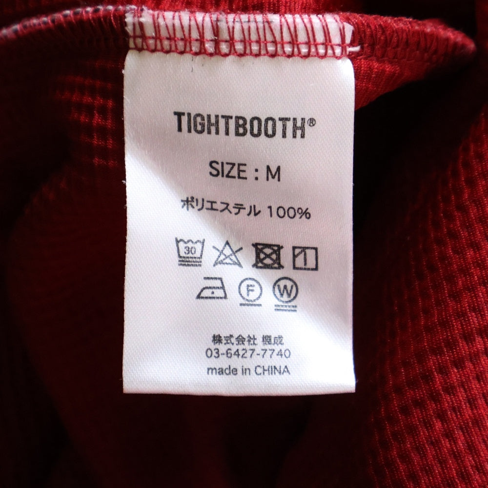 TIGHTBOOTH(タイトブース) 22AW WAFFLE CREW KNIT リブ編み ワッフル ロングスリーブ クルーネック長袖ニット レッド