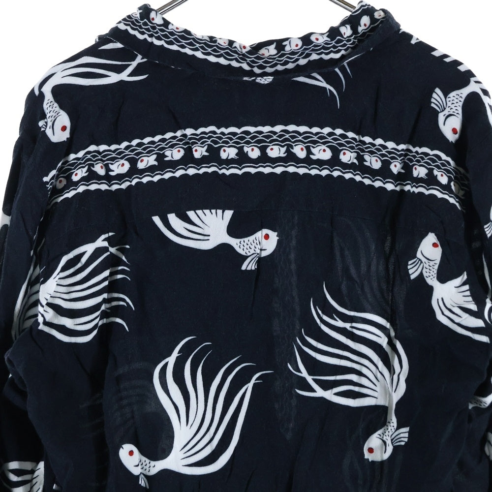 NEIGHBORHOOD(ネイバーフッド) 18SS OTHA FISH.ALOHA レーヨン ボタンフライ 長袖アロハシャツ ブラック 181TSNH-SHM03