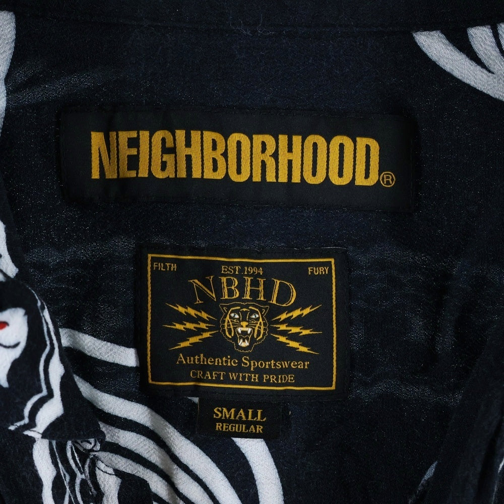 NEIGHBORHOOD(ネイバーフッド) 18SS OTHA FISH.ALOHA レーヨン ボタンフライ 長袖アロハシャツ ブラック 181TSNH-SHM03