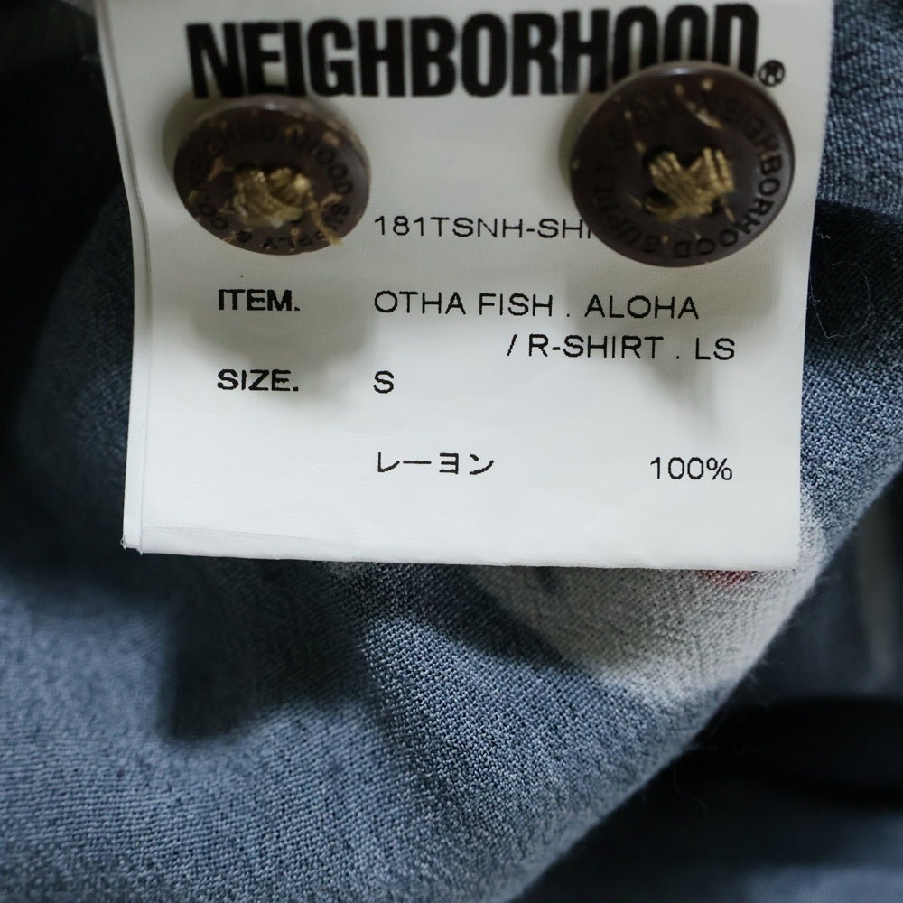 NEIGHBORHOOD(ネイバーフッド) 18SS OTHA FISH.ALOHA レーヨン ボタンフライ 長袖アロハシャツ ブラック 181TSNH-SHM03