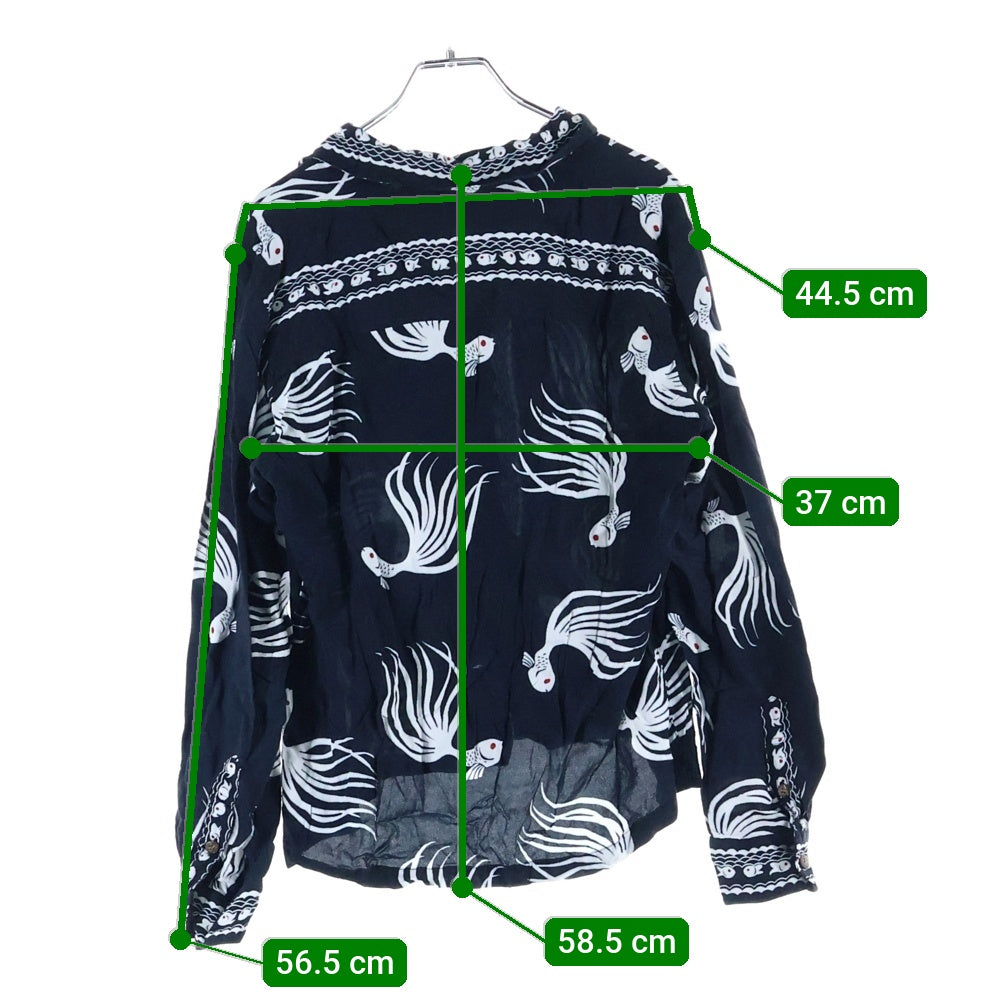 NEIGHBORHOOD(ネイバーフッド) 18SS OTHA FISH.ALOHA レーヨン ボタンフライ 長袖アロハシャツ ブラック 181TSNH-SHM03