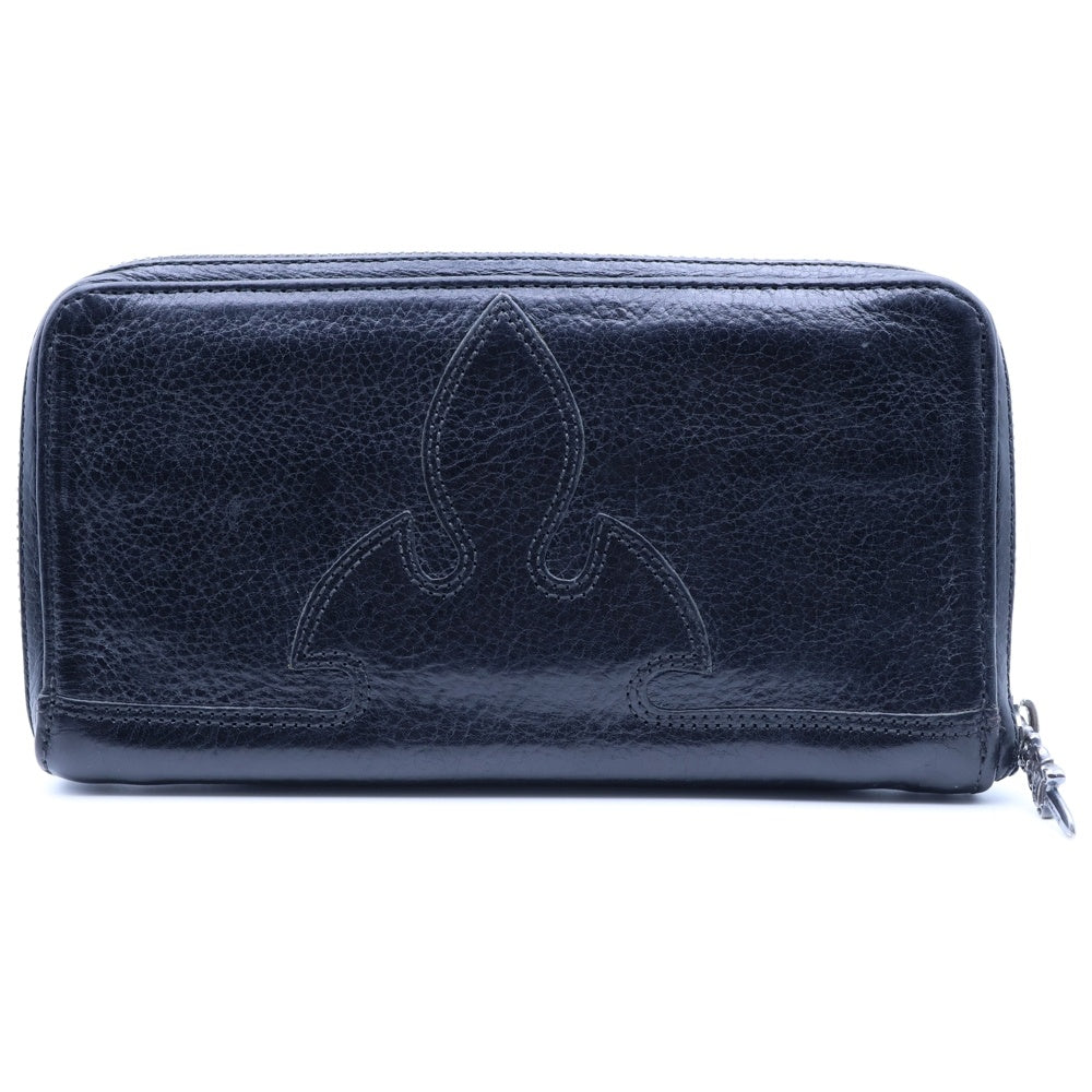 CHROME HEARTS(クロムハーツ) REC F ZIP ダブル フレアニー ラウンドジップ レザー ロングウォレット ブラック
