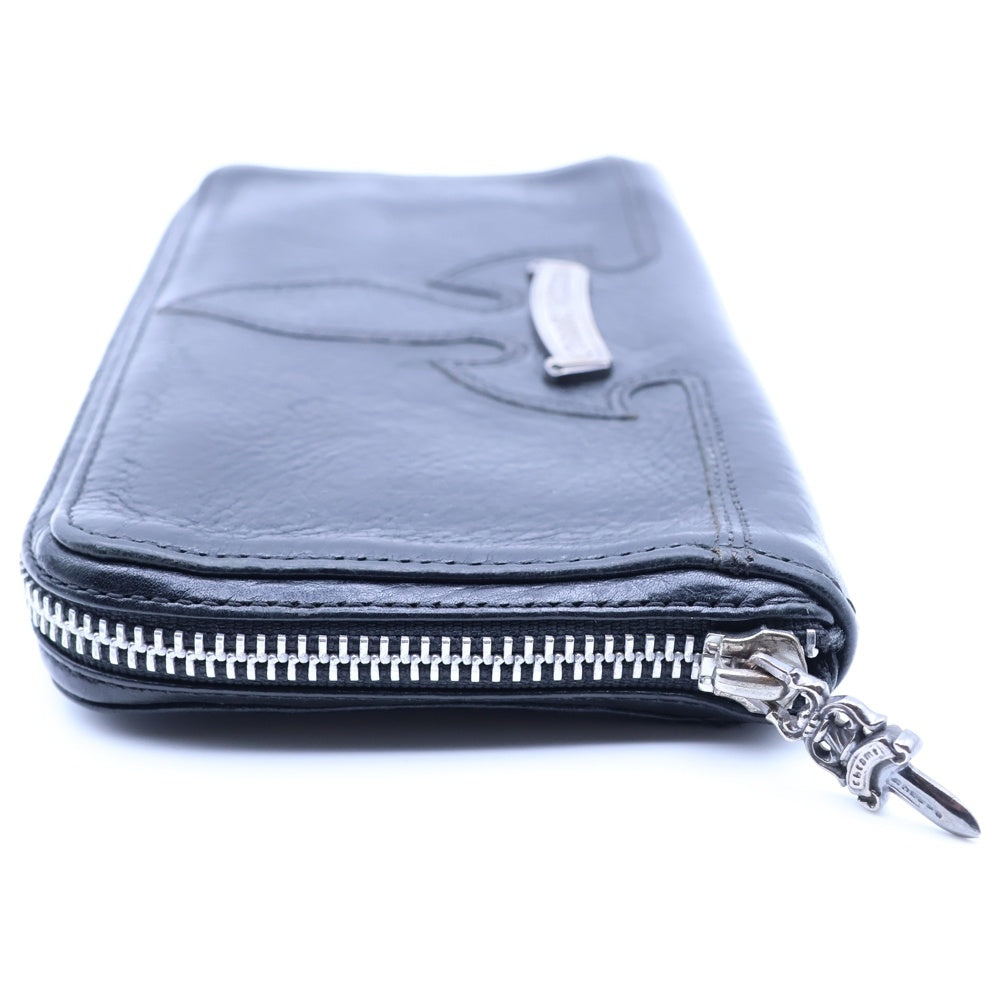 CHROME HEARTS(クロムハーツ) REC F ZIP ダブル フレアニー ラウンドジップ レザー ロングウォレット ブラック