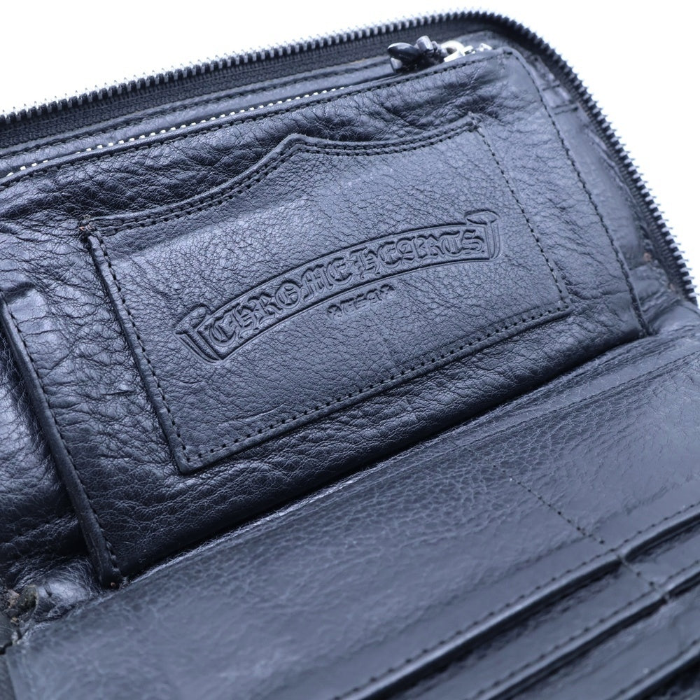 CHROME HEARTS(クロムハーツ) REC F ZIP ダブル フレアニー ラウンドジップ レザー ロングウォレット ブラック