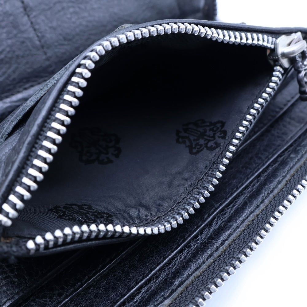 CHROME HEARTS(クロムハーツ) REC F ZIP ダブル フレアニー ラウンドジップ レザー ロングウォレット ブラック