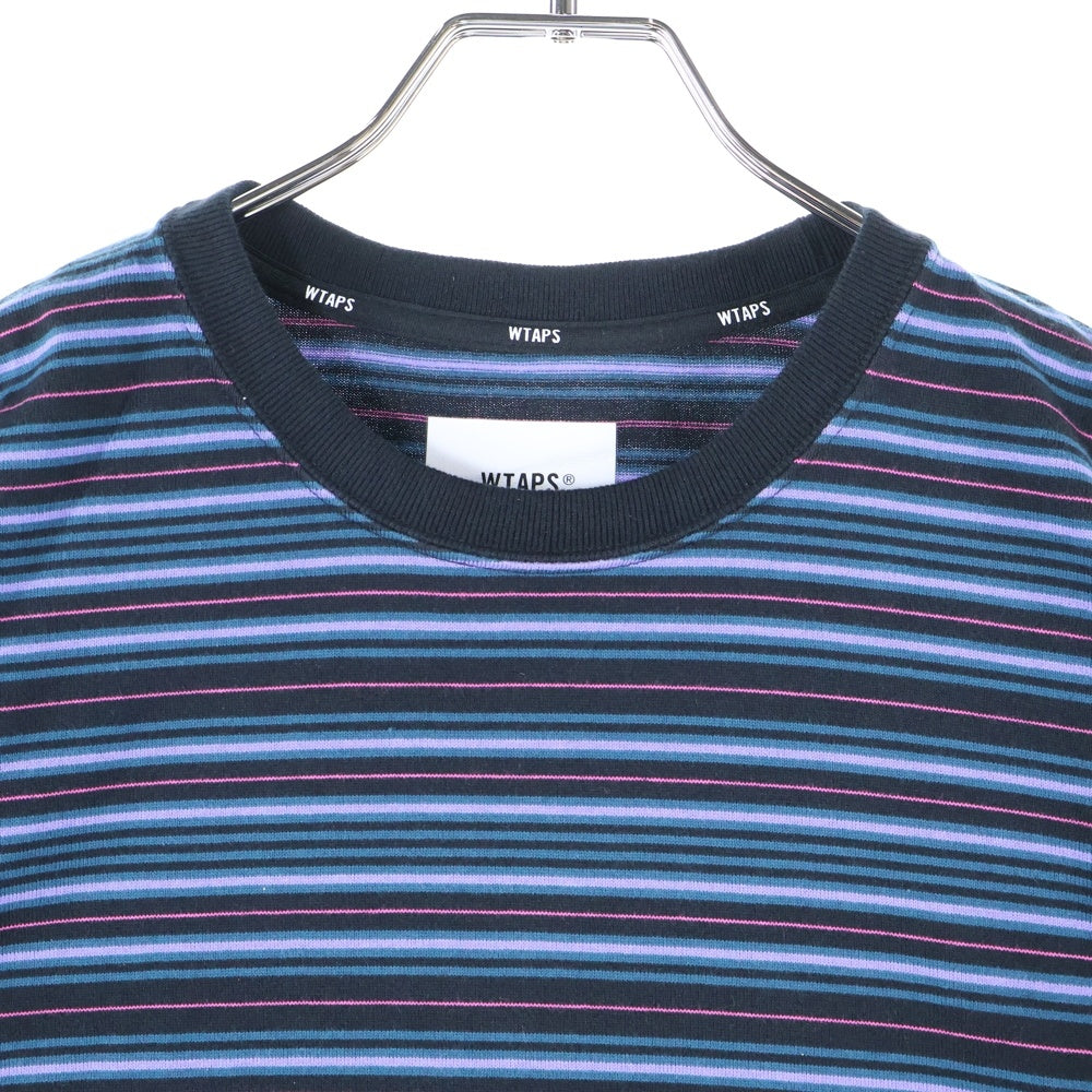 WTAPS(ダブルタップス) 25SS ロゴエンブロイダリー ボーダー クルーネック半袖Tシャツ カットソー マルチ