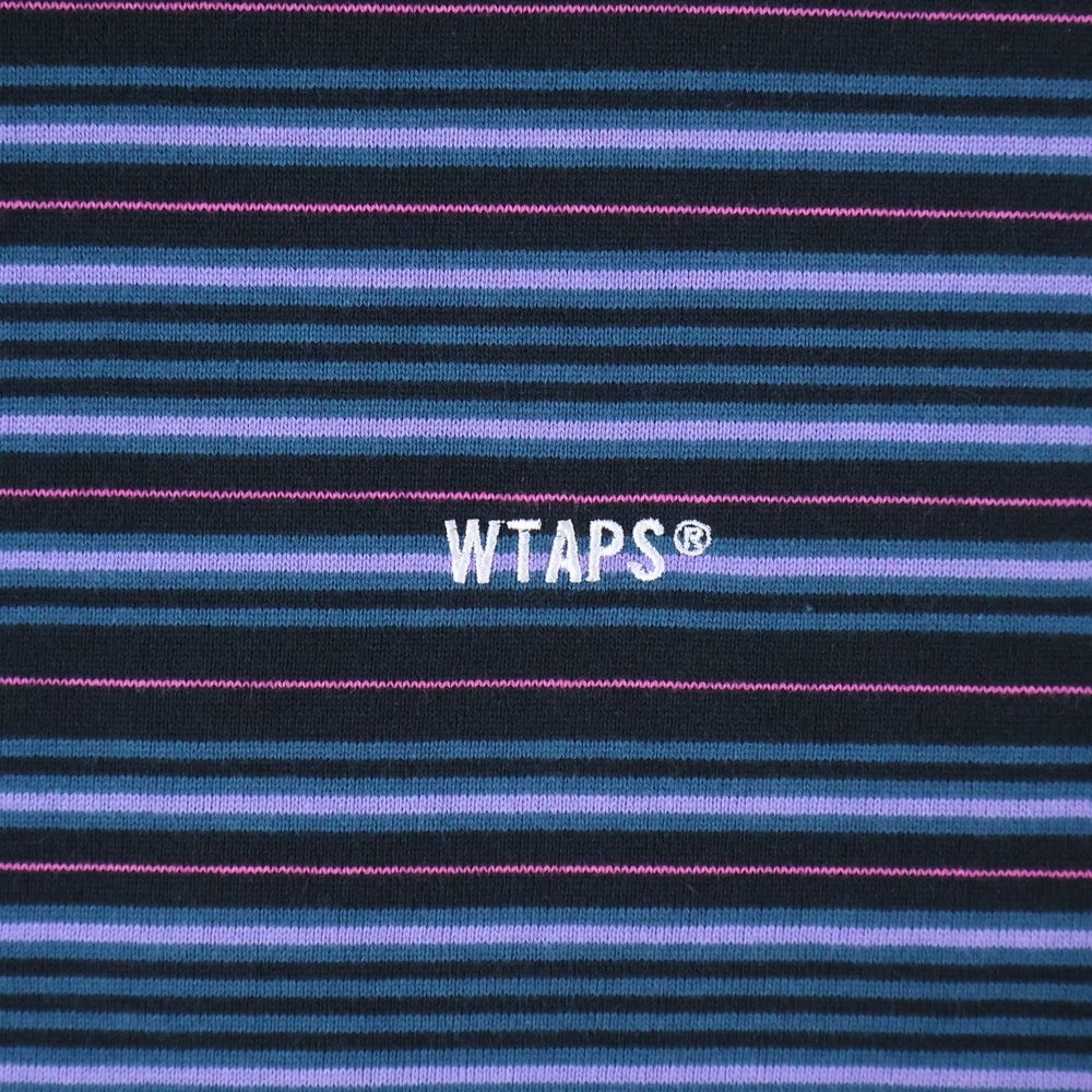 WTAPS(ダブルタップス) 25SS ロゴエンブロイダリー ボーダー クルーネック半袖Tシャツ カットソー マルチ