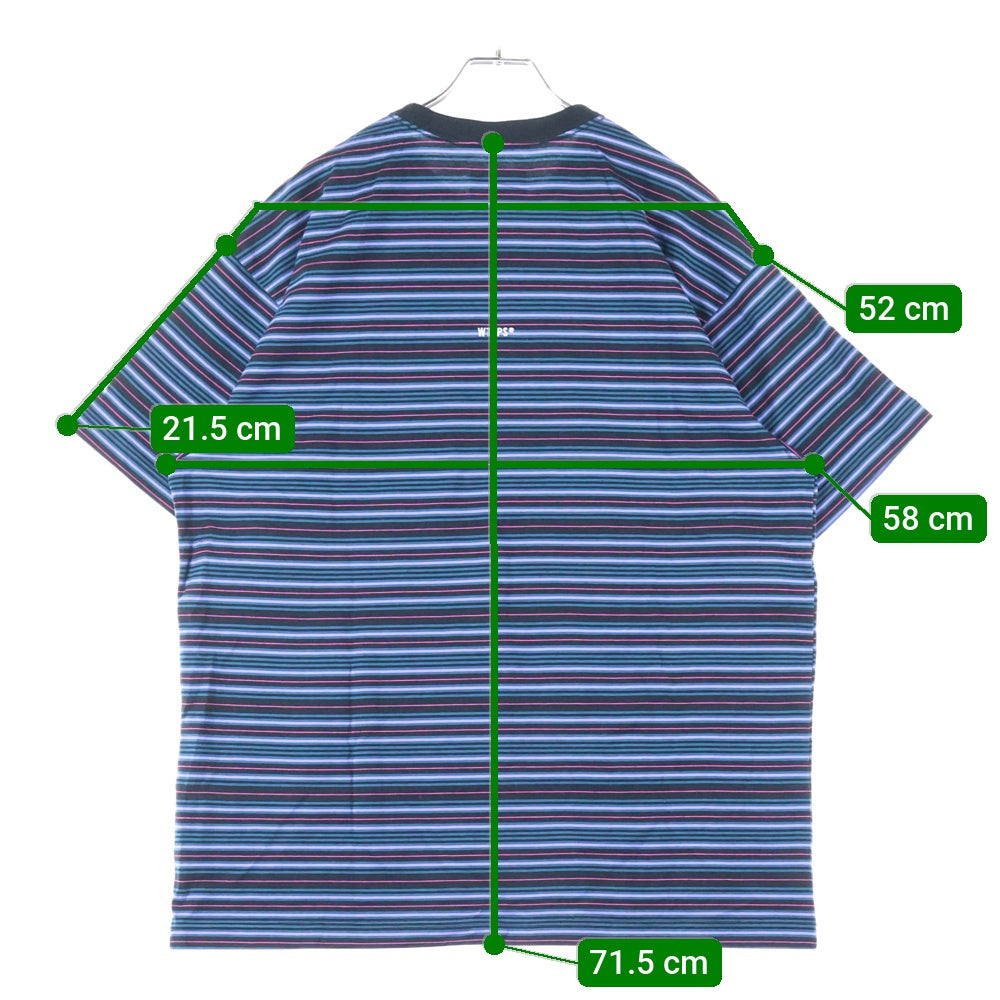 WTAPS(ダブルタップス) 25SS ロゴエンブロイダリー ボーダー クルーネック半袖Tシャツ カットソー マルチ