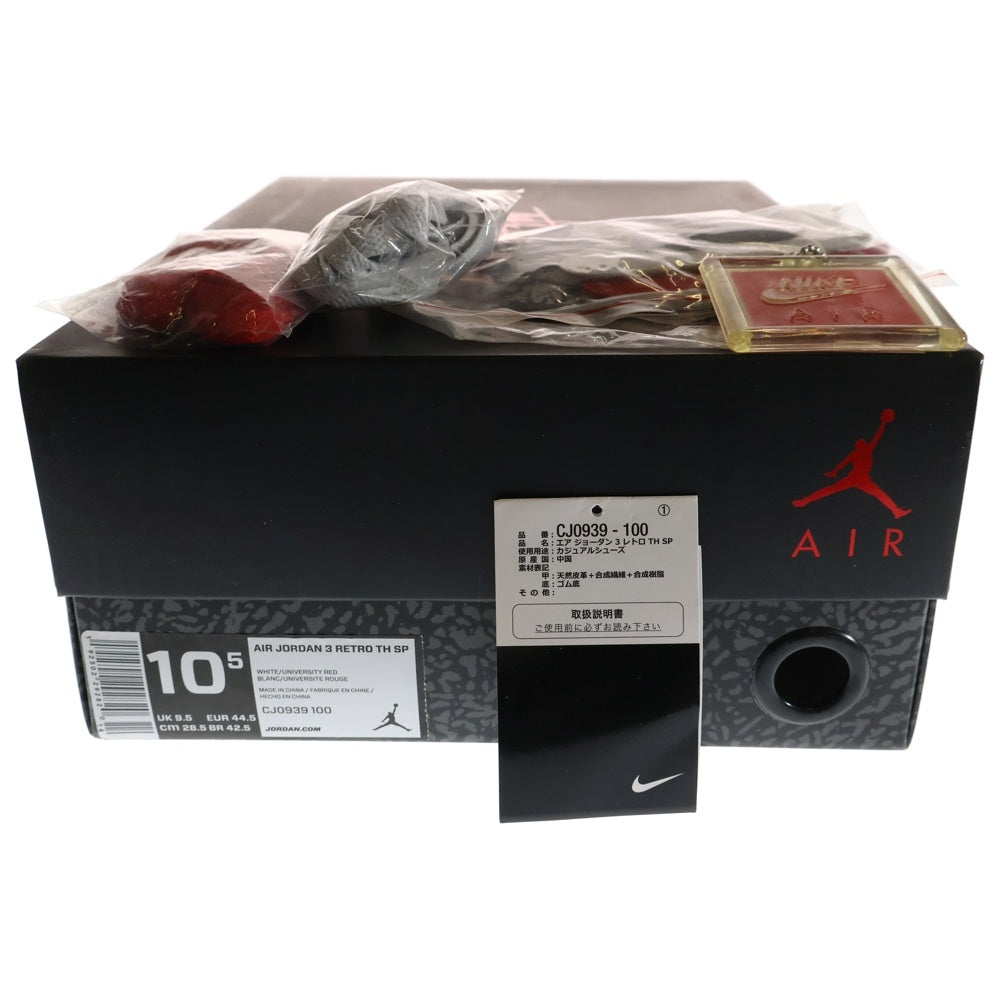 NIKE(ナイキ) AIR JORDAN 3 RETRO TINKER WHITE UNIVERSITY RED エアジョーダン3 レトロ ティンカー ユニバーシティ レッド ハイカットスニーカー US10.5/28.5cm CJ0939-100