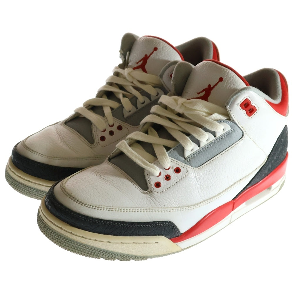 NIKE(ナイキ) 【観賞用2013年製】 AIR JORDAN 3 RETRO FIRE RED エアジョーダン3 レトロ ファイヤーレッド ハイカットスニーカー ホワイト/レッド US10.5/28.5cm 136064-120