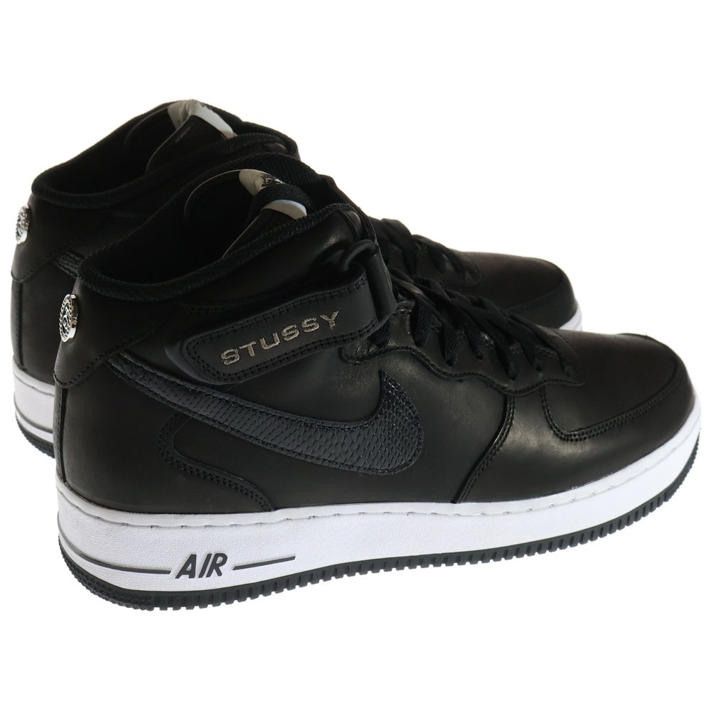NIKE(ナイキ) ×STUSSY AIR FORCE 1 MID BLACK SNAKESKIN ステューシー エアフォースワン ミドルカットスニーカー ブラック/ホワイト US12/30cm DJ7840-001