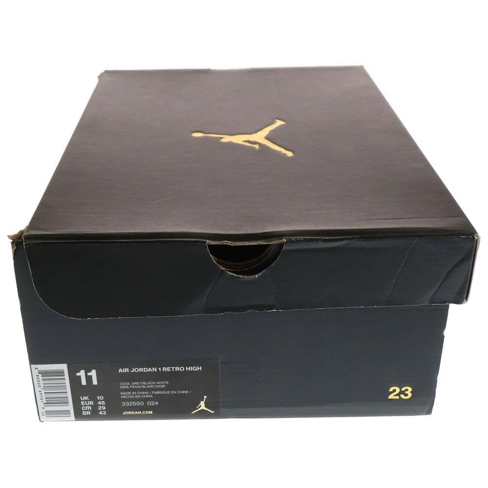NIKE(ナイキ) AIR JORDAN 1 RETRO HIGH COOL GREY エア ジョーダン 1 レトロ ハイ クールグレー ハイカットスニーカー グレー/ホワイト US11/29cm 332550-024