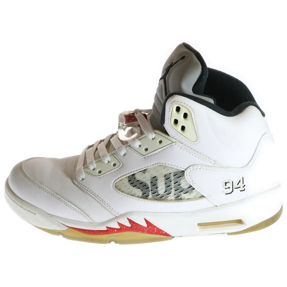 NIKE(ナイキ) ×SUPREME AIR JORDAN 5 RETRO シュプリーム エアジョーダン 5 レトロ ハイカットスニーカー ホワイト US10.5/28.5cm 824371-101