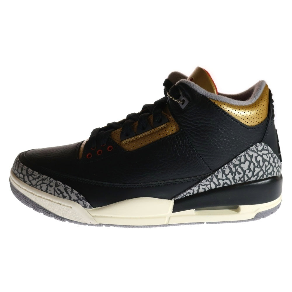 NIKE(ナイキ) WMNS AIR JORDAN 3 ウィメンズ エアジョーダン3 ハイカットスニーカー ブラック/ゴールド US12/29cm CK9246-067