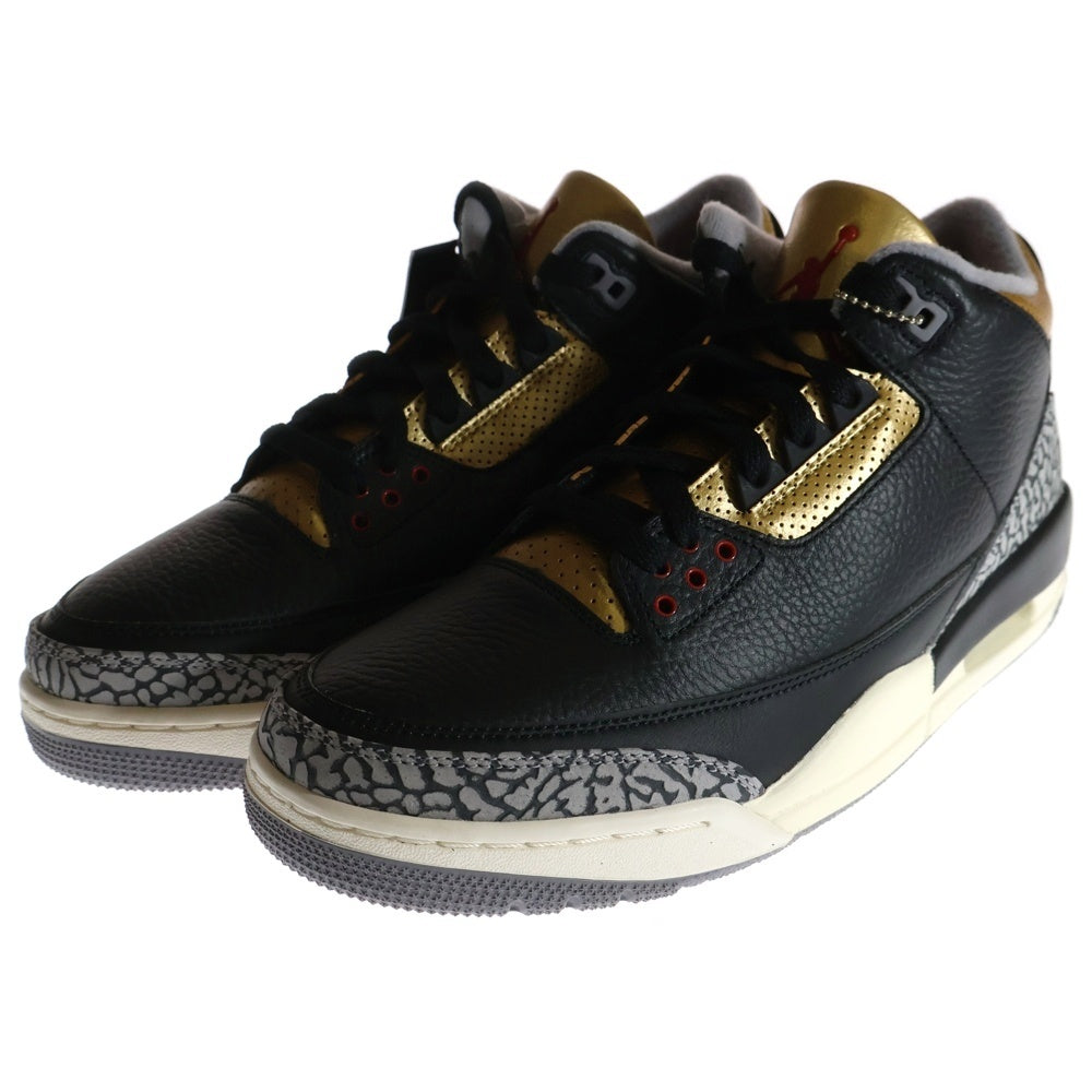 NIKE(ナイキ) WMNS AIR JORDAN 3 ウィメンズ エアジョーダン3 ハイカットスニーカー ブラック/ゴールド US12/29cm CK9246-067