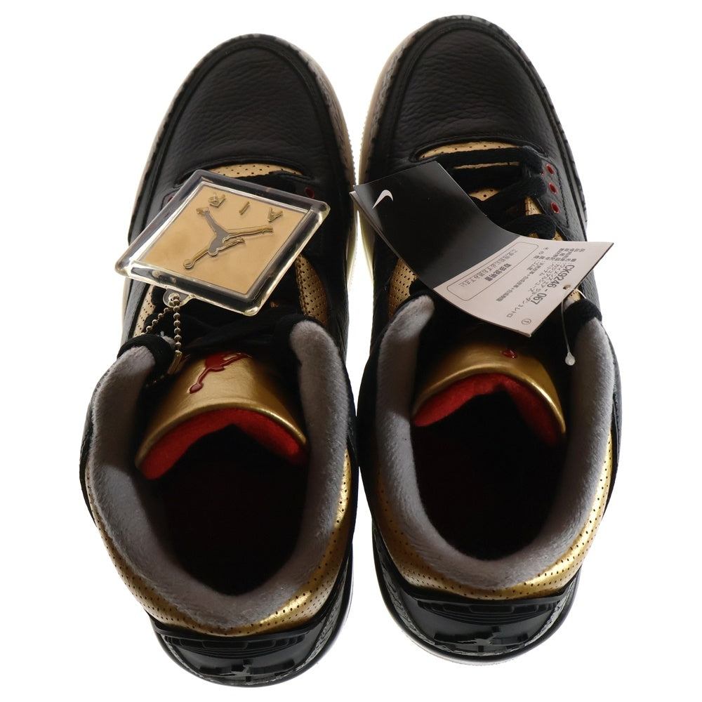 NIKE(ナイキ) WMNS AIR JORDAN 3 ウィメンズ エアジョーダン3 ハイカットスニーカー ブラック/ゴールド US12/29cm CK9246-067