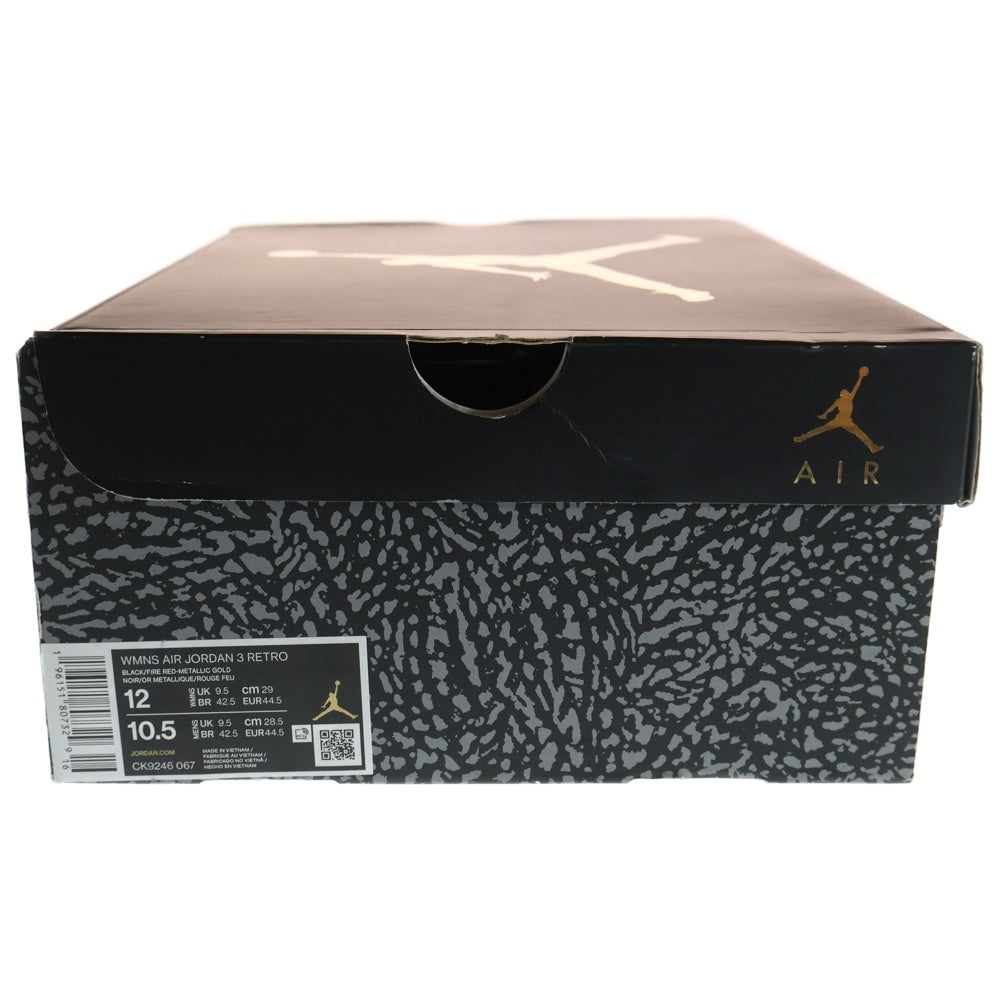 NIKE(ナイキ) WMNS AIR JORDAN 3 ウィメンズ エアジョーダン3 ハイカットスニーカー ブラック/ゴールド US12/29cm CK9246-067