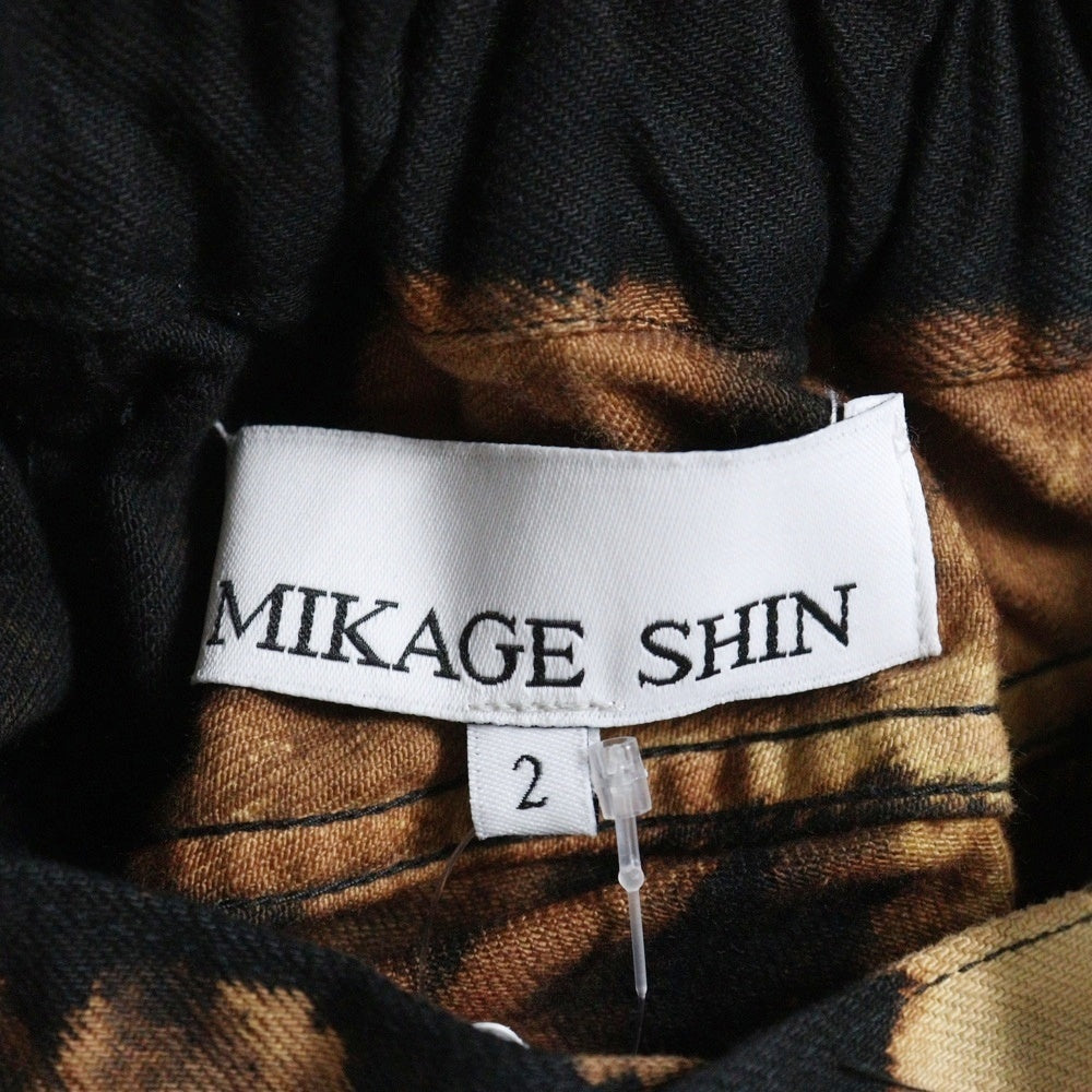 NO BRAND(ノーブランド) HAND EFFECTED WRAPPING DENIM ハンドエフェクテッド ラッピングデニム 総柄 ブリーチ加工 ワイドパンツ オレンジ/ブラック