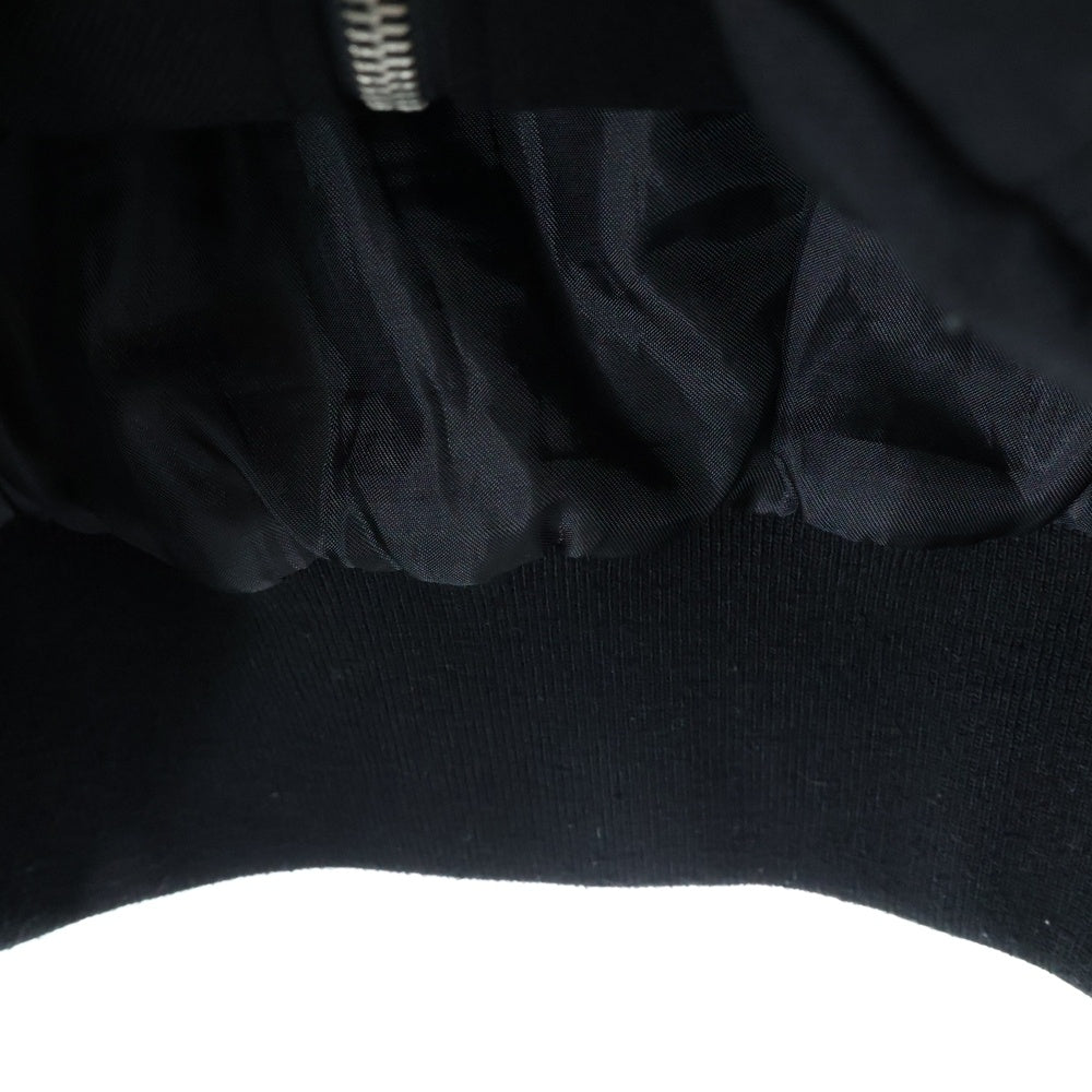 NO BRAND(ノーブランド) GUPTA フロントメタルロゴ ジップアップジャケット ブルゾン ブラック
