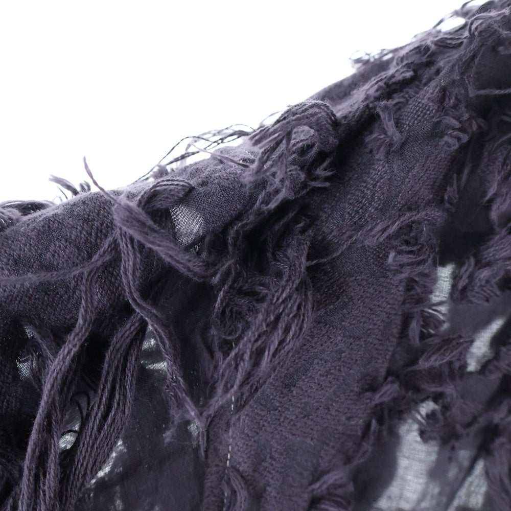 NO BRAND(ノーブランド) CUT JACQUARD HALF SHIRT カットジャガード フリンジ 半袖シャツ パープル