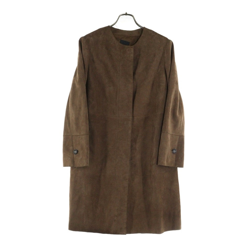 Weekend Max Mara(ウィークエンド マックスマーラ) ノーカラー フロントフライ 4B スエード ロングコート ブラウン レディース 54710197