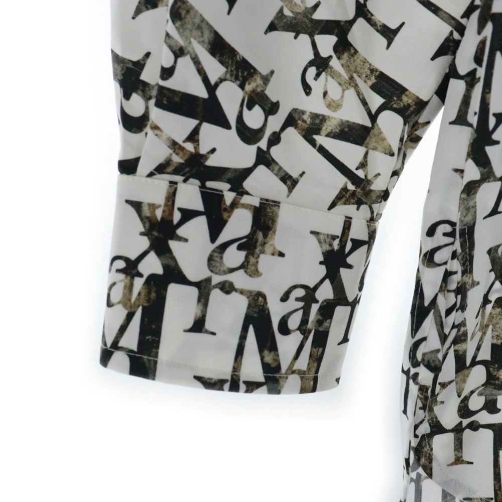 Max Mara(マックスマーラ) 総柄ロゴ フロントフライ コットンポプリン 長袖シャツ ホワイト レディース 11910112