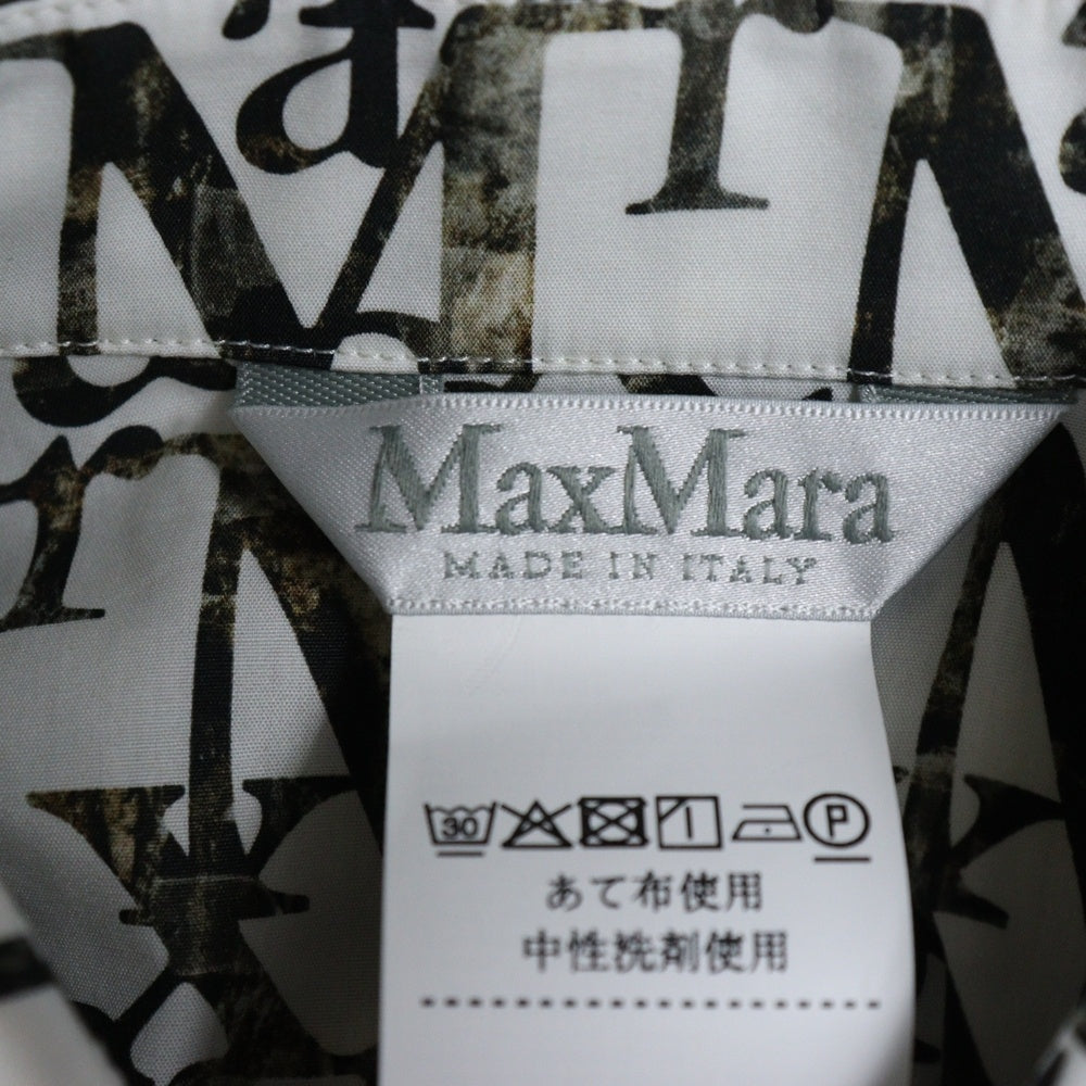 Max Mara(マックスマーラ) 総柄ロゴ フロントフライ コットンポプリン 長袖シャツ ホワイト レディース 11910112