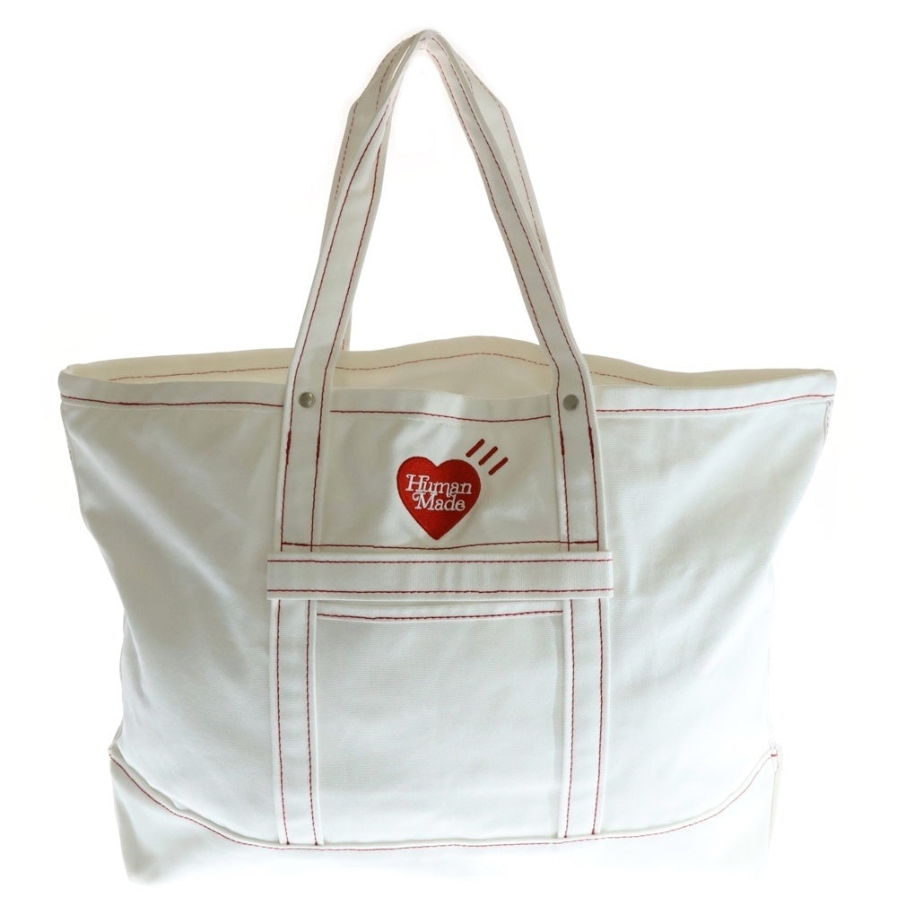 HUMAN MADE(ヒューマンメイド) CANVAS TOTE LARGE ロゴ刺繍 キャンバストートバッグ ホワイト