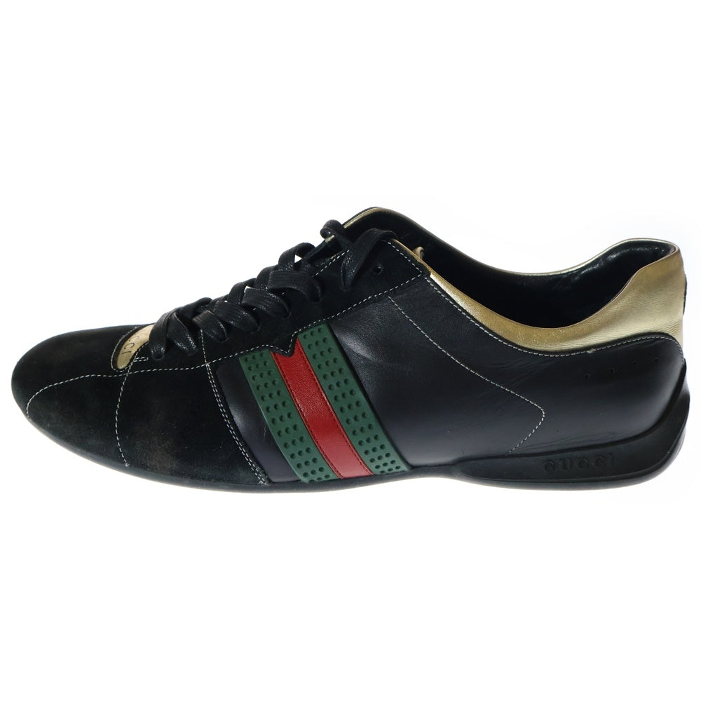 GUCCI(グッチ) サイドライン スエードレザー切替 ローカットスニーカー ブラック US9.5/27.5cm 162677