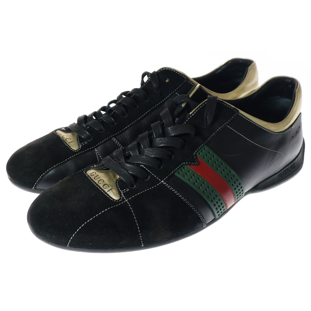 GUCCI(グッチ) サイドライン スエードレザー切替 ローカットスニーカー ブラック US9.5/27.5cm 162677