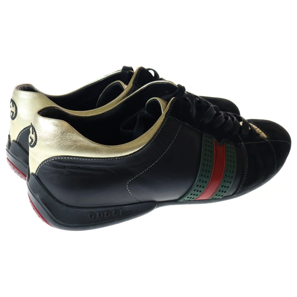 GUCCI(グッチ) サイドライン スエードレザー切替 ローカットスニーカー ブラック US9.5/27.5cm 162677
