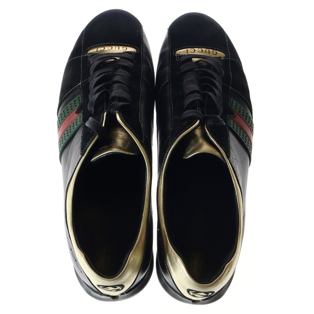 GUCCI(グッチ) サイドライン スエードレザー切替 ローカットスニーカー ブラック US9.5/27.5cm 162677