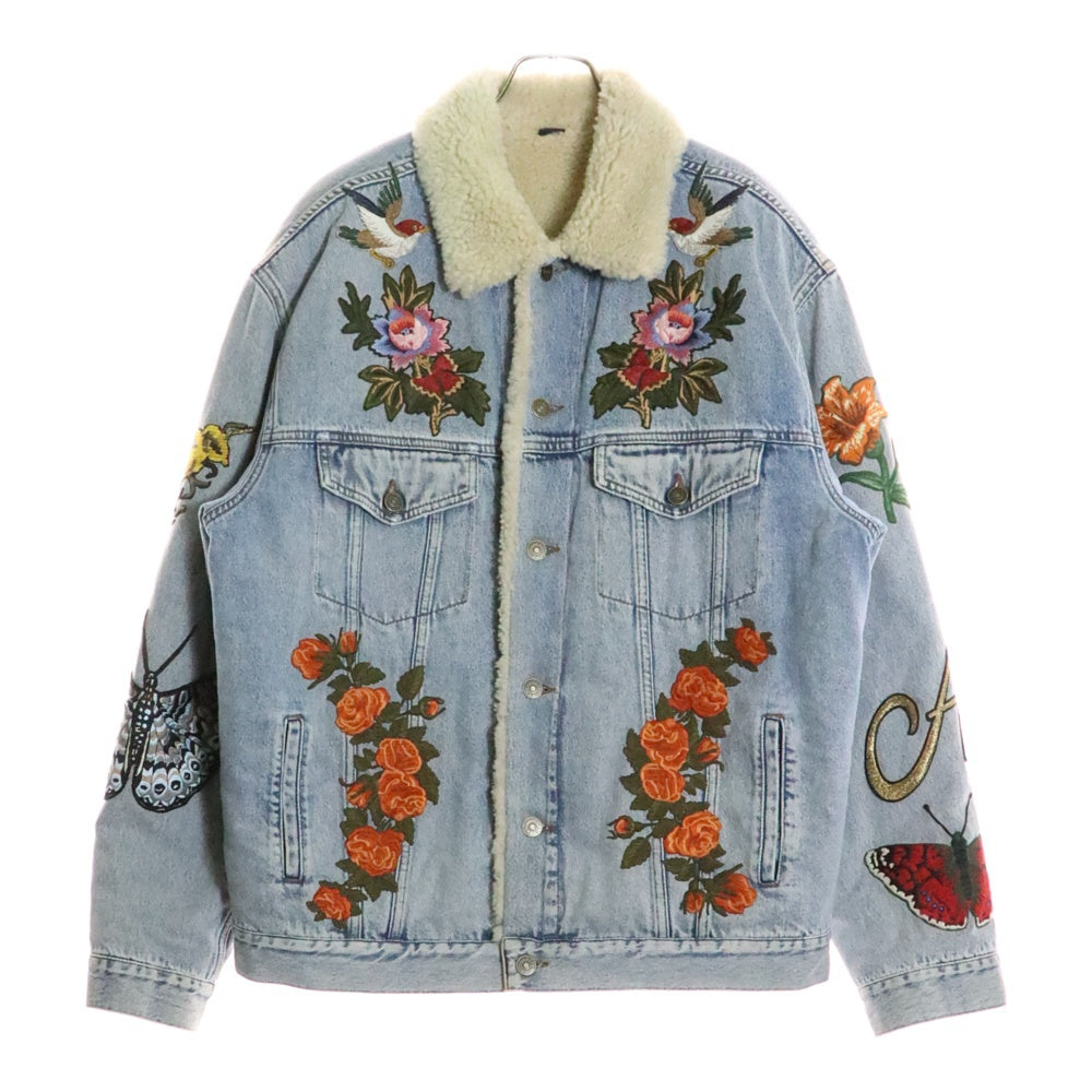 GUCCI(グッチ) エンブロイダリー ボア デニムトラッカー ジャケット インディゴ 458512 XR417