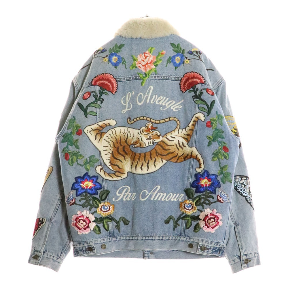 GUCCI(グッチ) エンブロイダリー ボア デニムトラッカー ジャケット インディゴ 458512 XR417