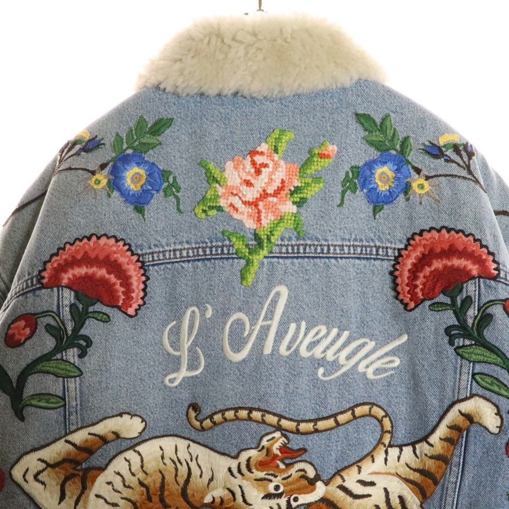 GUCCI(グッチ) エンブロイダリー ボア デニムトラッカー ジャケット インディゴ 458512 XR417