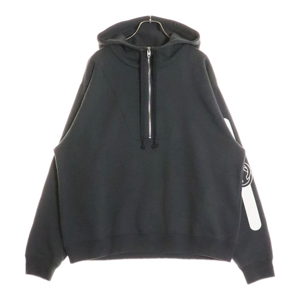 GUCCI(グッチ) 20AW GGロゴ アームライン ハーフジップ プルオーバー スウェットパーカー フーディ ブラック 627079 XJCOH