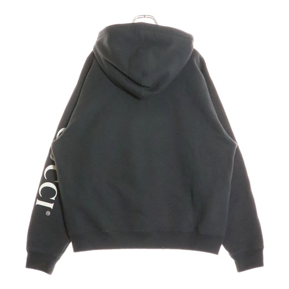 GUCCI(グッチ) 20AW GGロゴ アームライン ハーフジップ プルオーバー スウェットパーカー フーディ ブラック 627079 XJCOH
