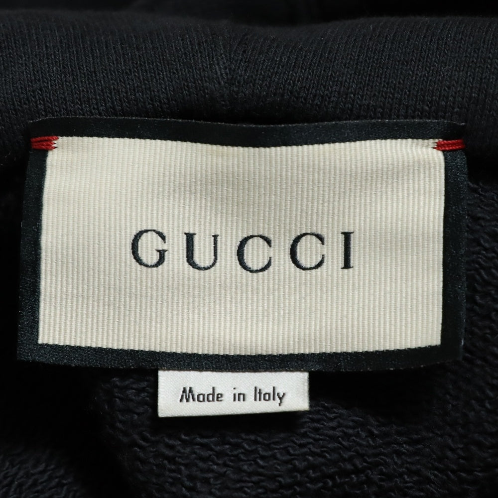 GUCCI(グッチ) 20AW GGロゴ アームライン ハーフジップ プルオーバー スウェットパーカー フーディ ブラック 627079 XJCOH