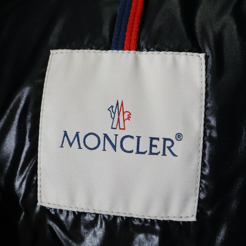 MONCLER(モンクレール) 19AW ラムレザー ロゴワッペン フーデッド ダウンジャケット ブラック E20914183105 50118
