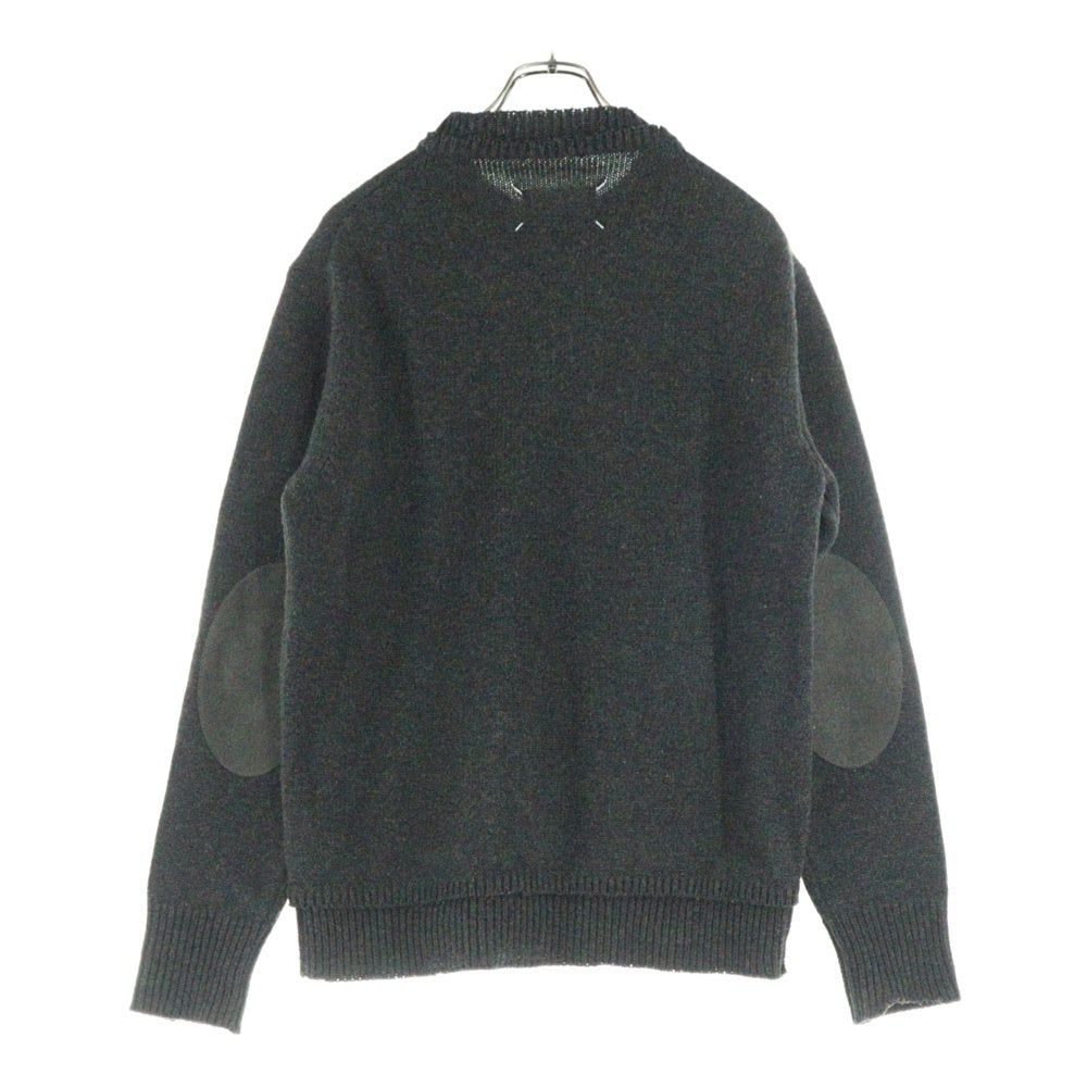 Maison Martin Margiela14(メゾンマルタンマルジェラ) 22AW Elbow Patch Crew Neck Sweater エルボーパッチ クルーネックニット セーター カーキ SI1GP0001 S18064