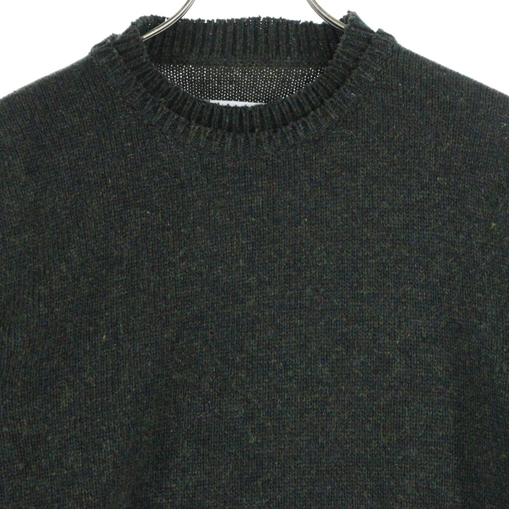 Maison Martin Margiela14(メゾンマルタンマルジェラ) 22AW Elbow Patch Crew Neck Sweater エルボーパッチ クルーネックニット セーター カーキ SI1GP0001 S18064