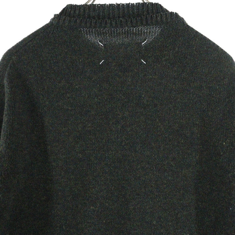 Maison Martin Margiela14(メゾンマルタンマルジェラ) 22AW Elbow Patch Crew Neck Sweater エルボーパッチ クルーネックニット セーター カーキ SI1GP0001 S18064