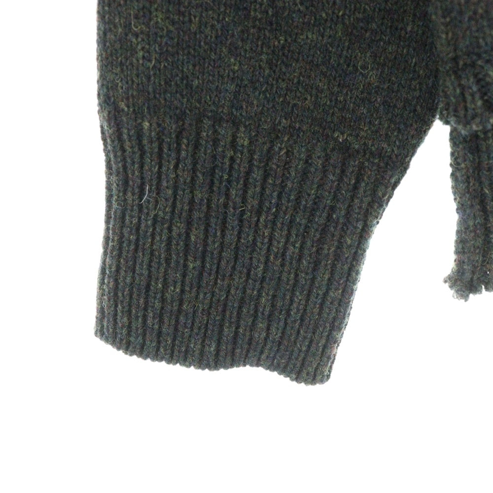 Maison Martin Margiela14(メゾンマルタンマルジェラ) 22AW Elbow Patch Crew Neck Sweater エルボーパッチ クルーネックニット セーター カーキ SI1GP0001 S18064