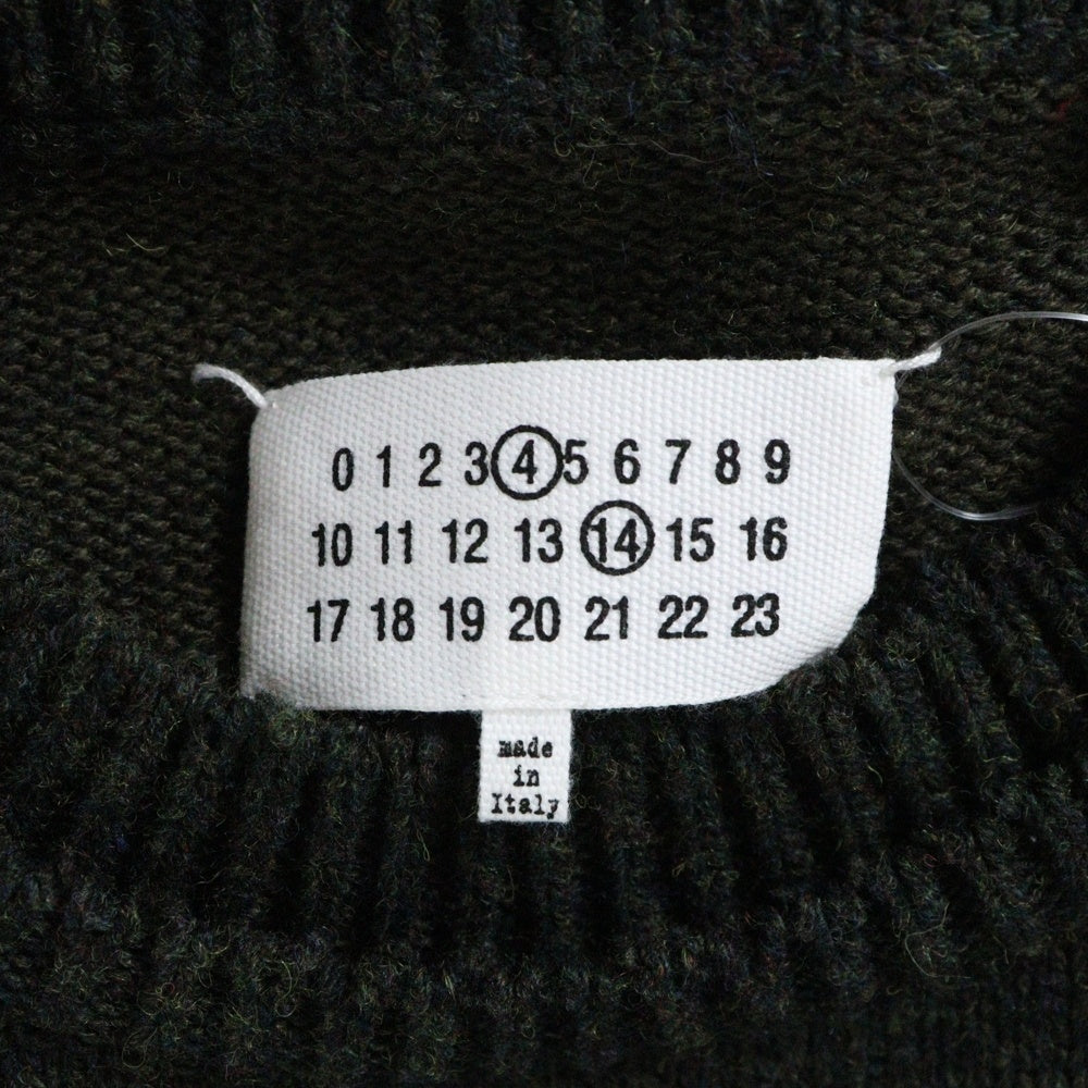 Maison Martin Margiela14(メゾンマルタンマルジェラ) 22AW Elbow Patch Crew Neck Sweater エルボーパッチ クルーネックニット セーター カーキ SI1GP0001 S18064