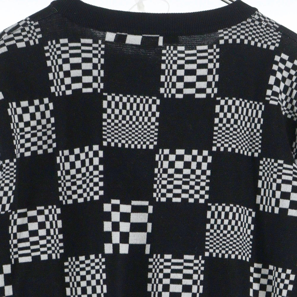 LOUIS VUITTON(ルイヴィトン) 21AW ディストーテッド ダミエ クルーネック ニット セーター ブラック/ホワイト RM211 AJ9 HKN74W