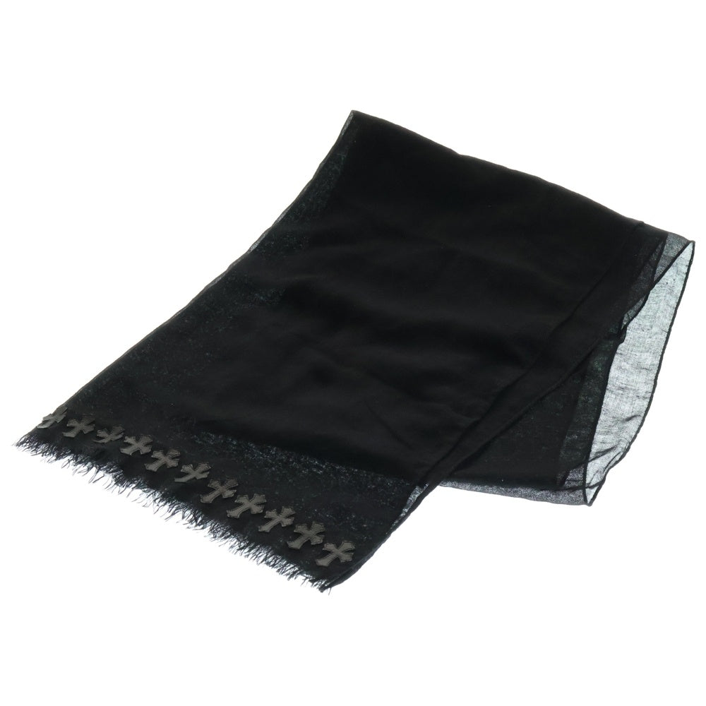 CHROME HEARTS(クロムハーツ) クロスパッチ付きカシミア ストール スカーフ ブラック