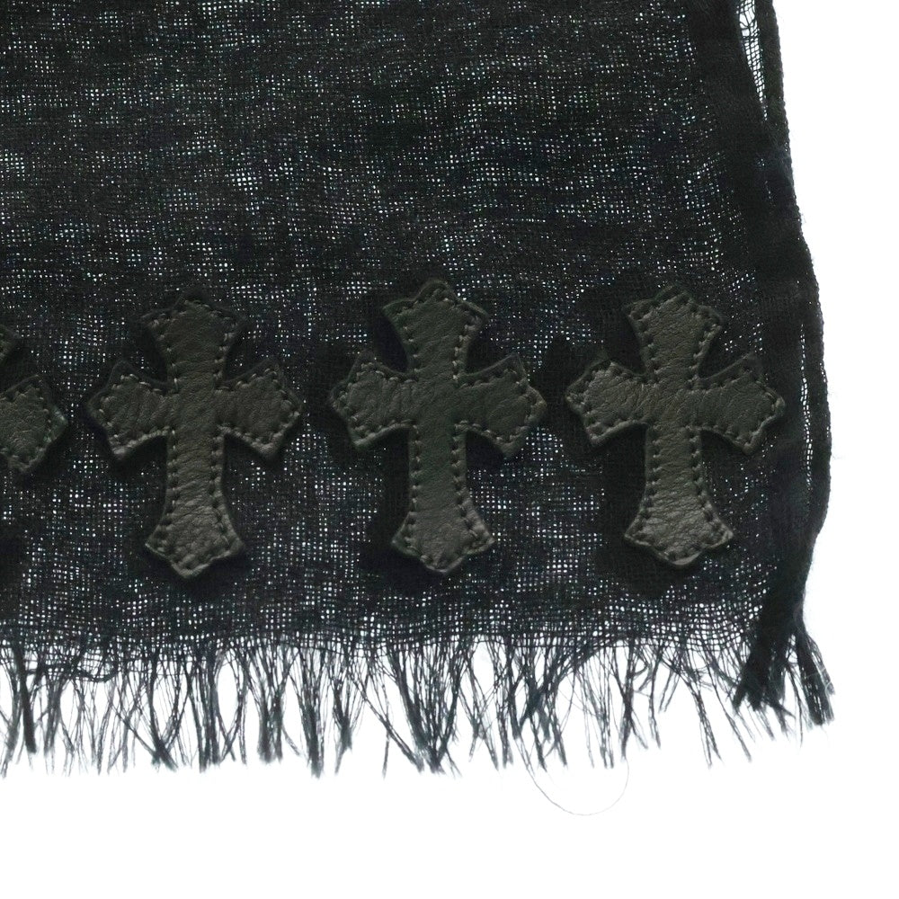 CHROME HEARTS(クロムハーツ) クロスパッチ付きカシミア ストール スカーフ ブラック