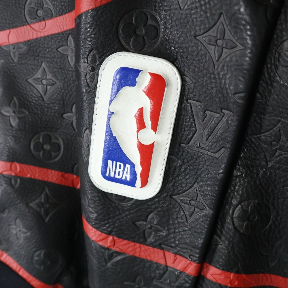LOUIS VUITTON(ルイヴィトン) 21AW ×NBA モノグラム エンボス プレイヤーレザーミックス ジャケット ブラック HKL02WZCZ A591