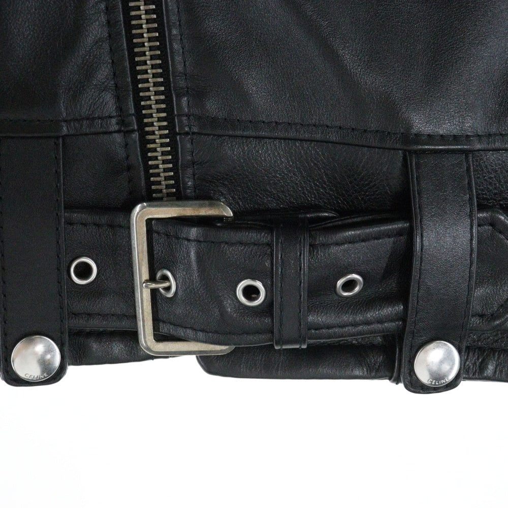 CELINE(セリーヌ) 19AW クラシックバイカー カーフスキン ダブル レザーライダースジャケット ブラック 2E158599E