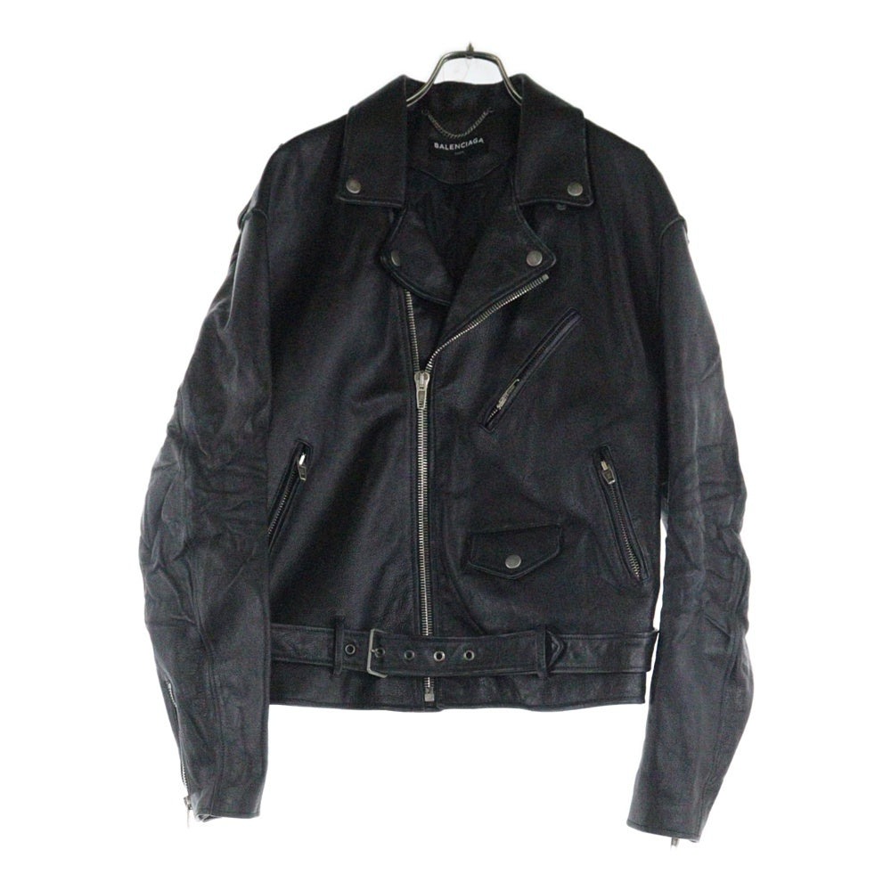 BALENCIAGA(バレンシアガ) 17AW オーバーサイズ レザー ダブル ライダース ジャケット ブラック 485716 TWH15